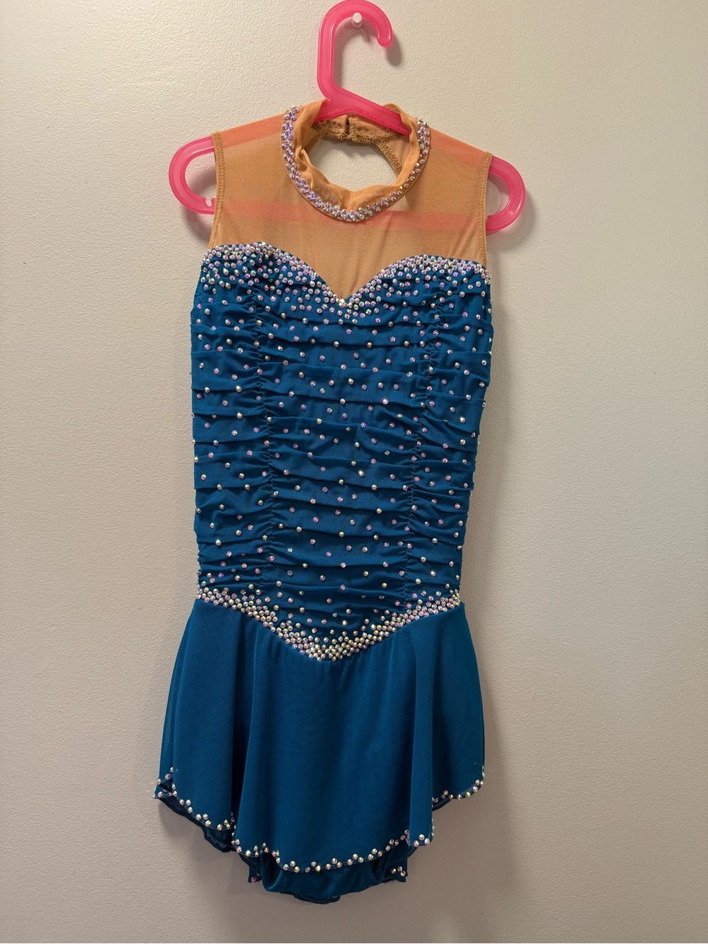 Adult Figure skating Dress with Sheer Neck
